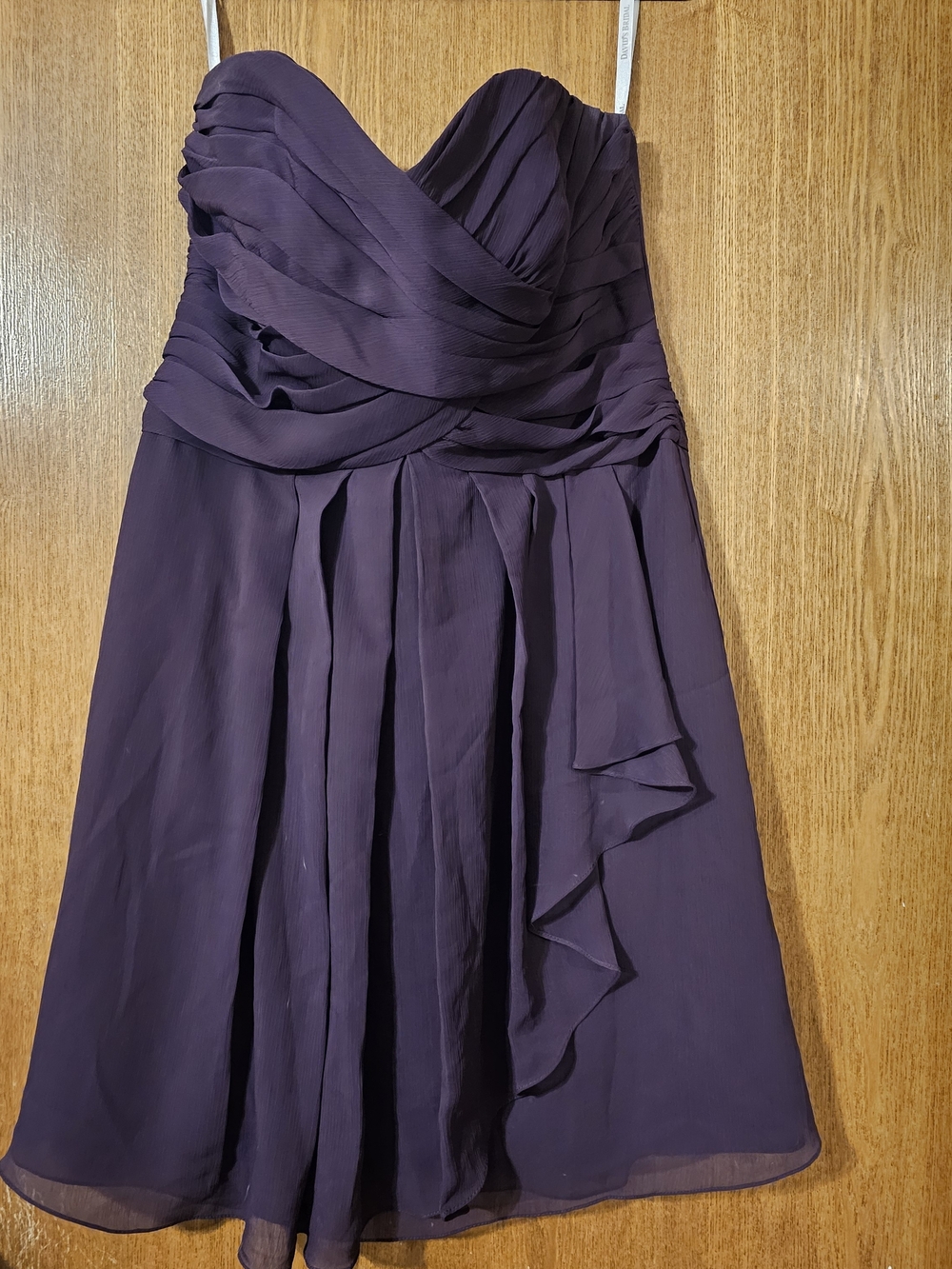 David's Bridal Strapless Chiffon Dress in Plum